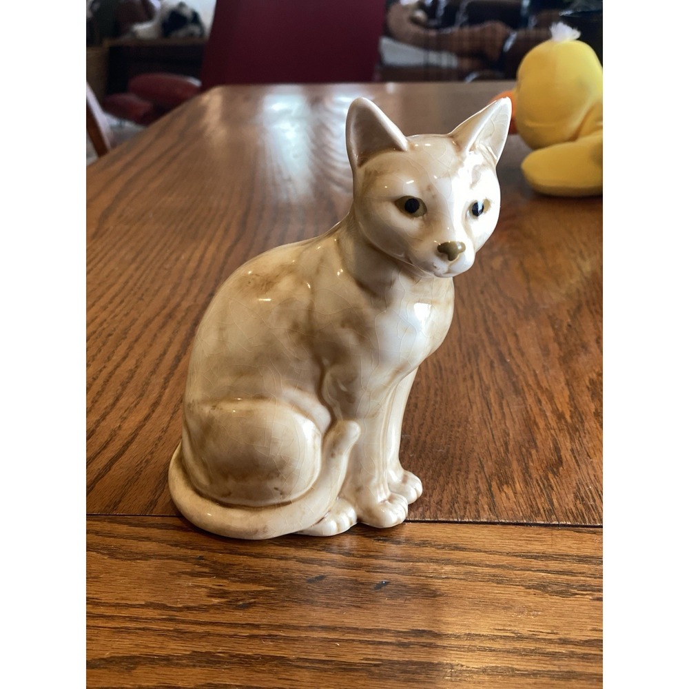 Norleans Japan Ceramic Siamese Sitting Cat Figurine 6.75 Inch Vintage Figurine